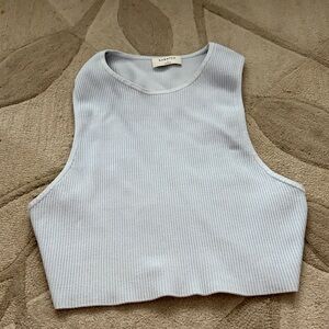 Aritzia Babaton Light Blue Ribbed Crop Top